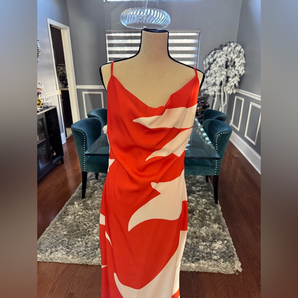 Hanifa Vibrant Orange and White Maxi Dress - Picture 3 of 8